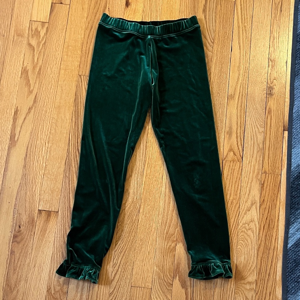 Janie and Jack Emerald Velvet Leggings
